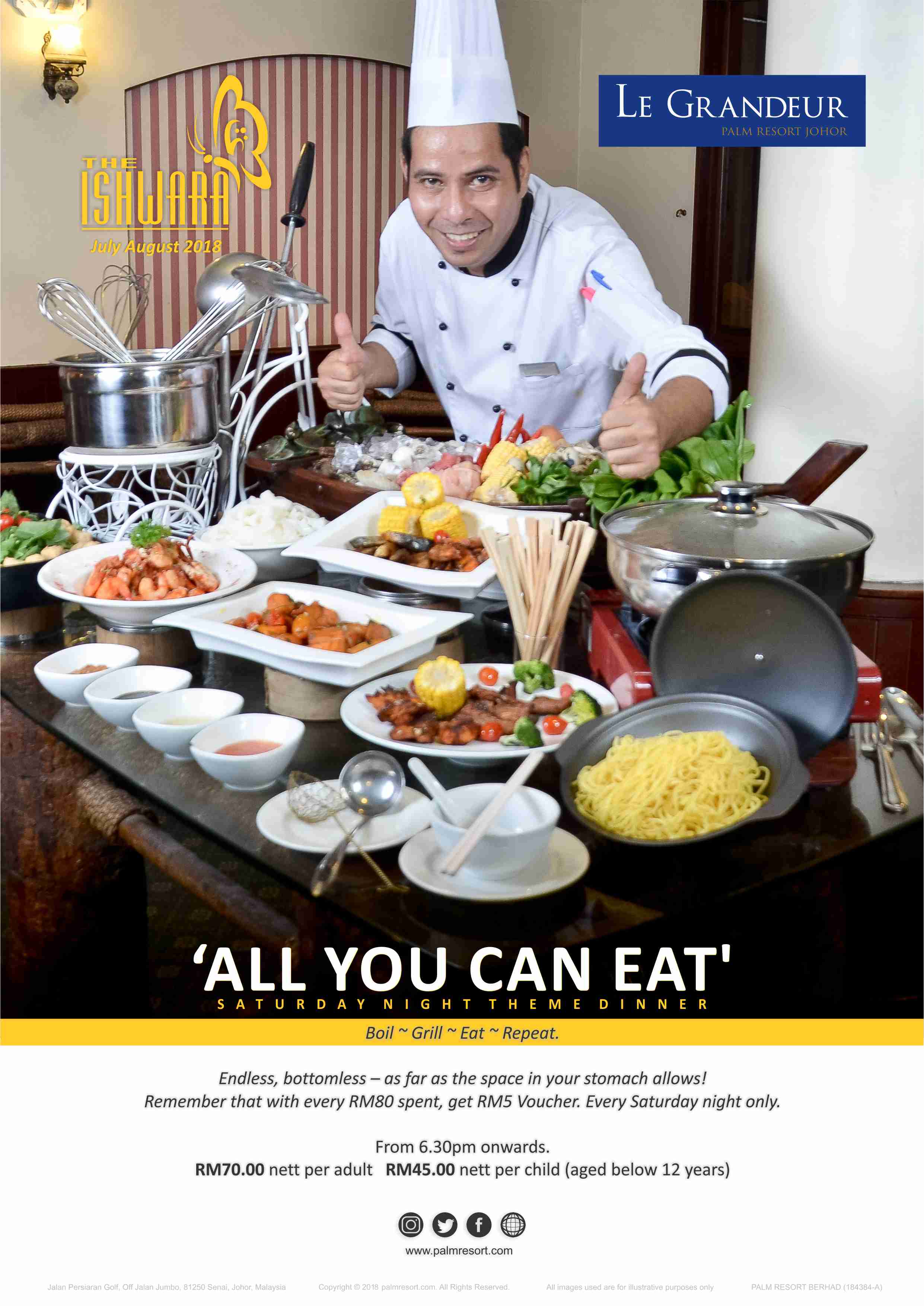 'ALL YOU CAN EAT' SATURDAY NIGHT THEME DINNER | Palm Resort